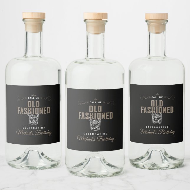 Rufen Sie den altmodischen Whiskey-Cocktail zum Ge Alkoholflaschenetikett (Flaschen)