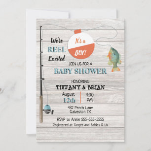 Rufen Sie die aufregende Baby-Dusche für Fischer a Einladung