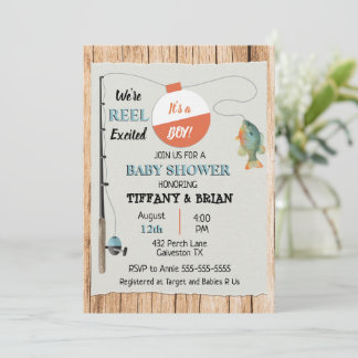 Rufen Sie die aufregende Baby-Dusche für Fischer a Einladung