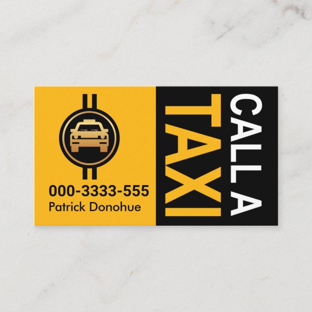 RUFEN SIE EINEN TAXI-Cab-Treiber AUF Visitenkarte (Vorderseite)