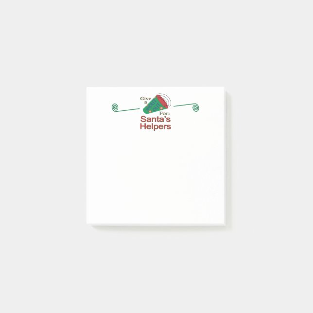 Rufen Sie für Helfer des Weihnachtsmanns aus Post-it Klebezettel (Vorderseite)
