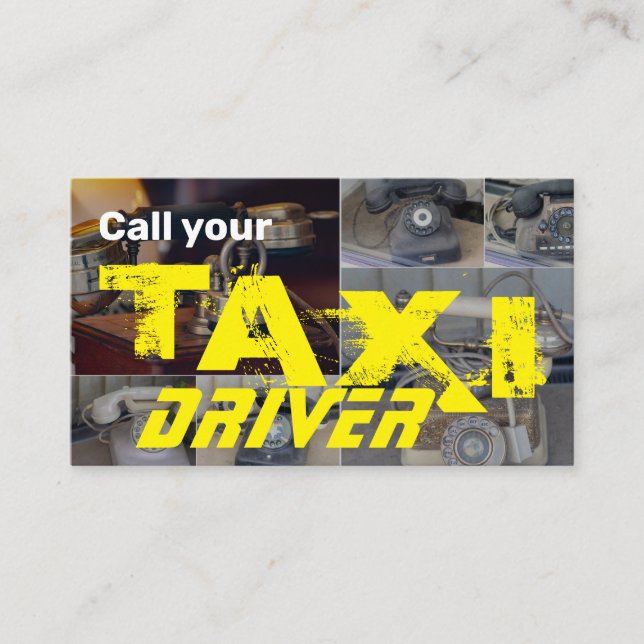 Rufen Sie Ihren beruflichen Taxifahrer an Visitenkarte (Vorderseite)