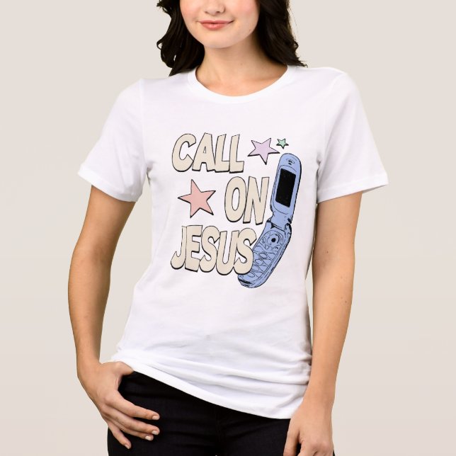 Rufen Sie Jesus auf - Retro-Glaubensdesign Tri-Blend Shirt (Vorderseite)