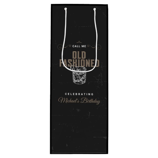Rufen Sie mich als alt modischen Black Whiskey zum Geschenktüte Für Weinflaschen (Vorderseite)