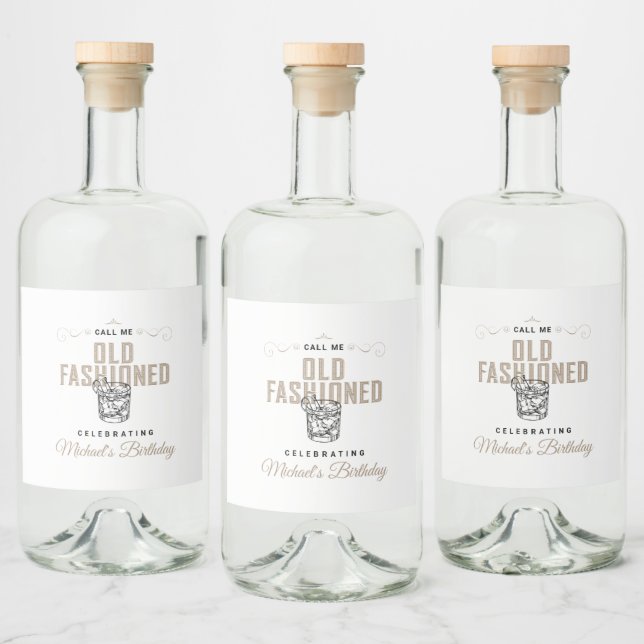 Rufen Sie mich alt modische Retro White Whiskey Ge Alkoholflaschenetikett (Flaschen)