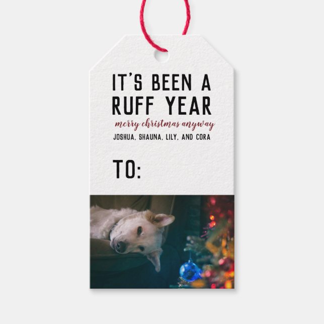 Ruff Year 2020 Christmas Pet Hund Foto Geschenkanhänger (Vorderseite)