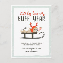 Ruff Year | Funny Dog Weihnachtsfeiertag Postkarte