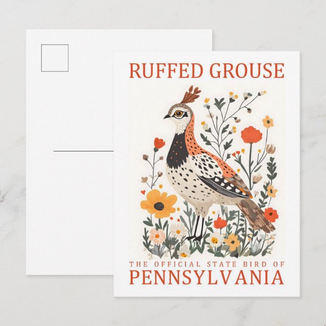 Ruffed Grouse Bird von Pennsylvania Travel Postkarte (Vorne/Hinten)