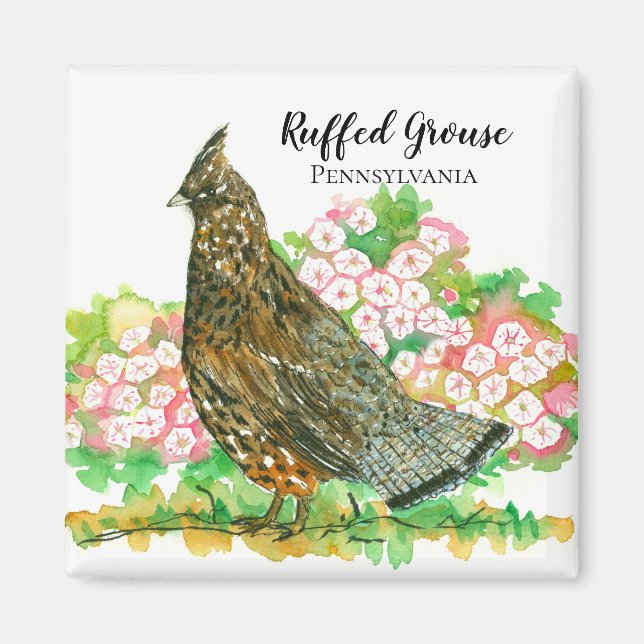 Ruffed Grouse Pennsylvania Mountain Laurel Magnet (Vorne)