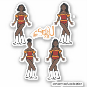 Ruffle Majorette / Tänzeraufkleber Orange/Rot Aufkleber