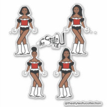 Ruffle Majorette / Tänzeraufkleber schwarz/rot/wei