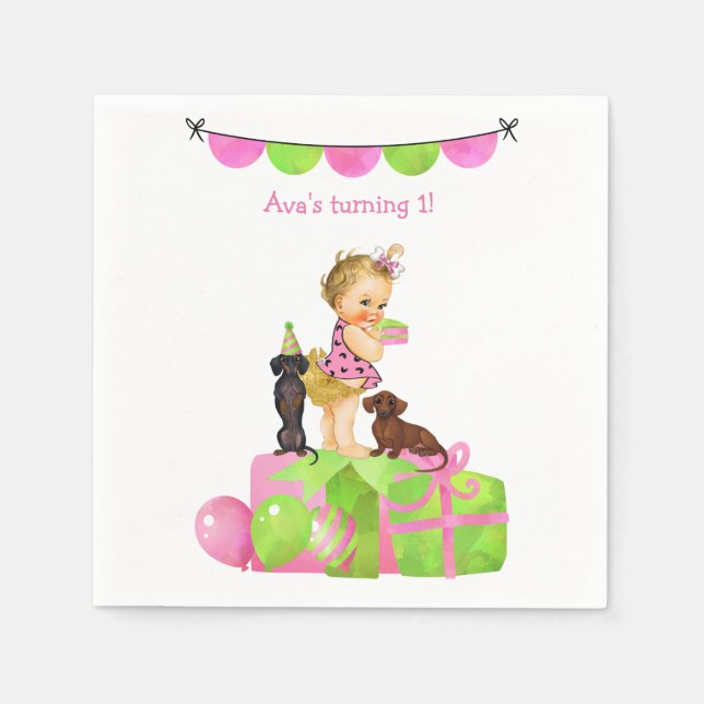 Ruffled Pants Baby Girl Dackel Napkins Serviette (Vorderseite)