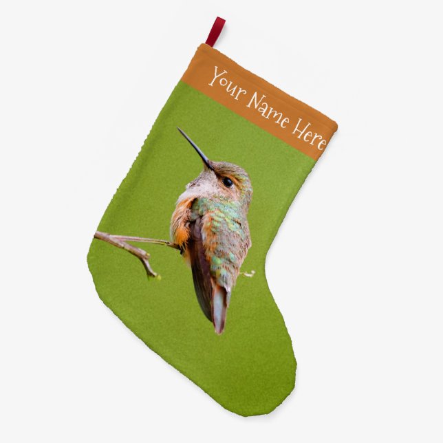 Rufous Hummingbird in Kalifornien Lilac Großer Weihnachtsstrumpf (Vorderansicht (hängend))