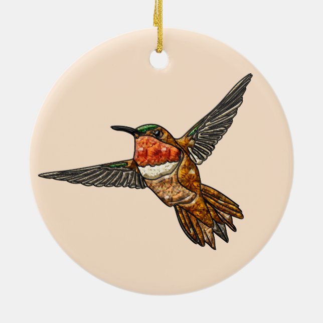 Rufous Hummingbird Keramik Ornament (Hinten)