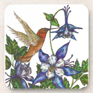 Rufous Hummingbird mit Columbinen Getränkeuntersetzer