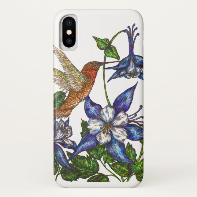 Rufous Hummingbird und Columbine Case-Mate iPhone Hülle (Rückseite)