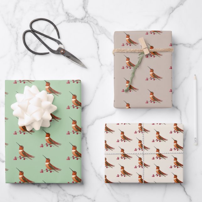 Rufous Hummingbird Wrapping Paper Sheets Geschenkpapier Set (Vorderseite)