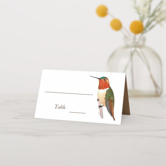 Rufous Hummingbirds Hochzeit-Platzkarte Platzkarte (Vorderseite)