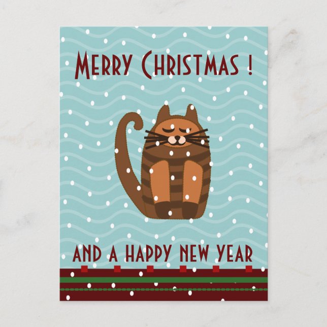 Rufus-Katze-Kawaii-Weihnachtsgrüße Feiertagspostkarte (Vorderseite)