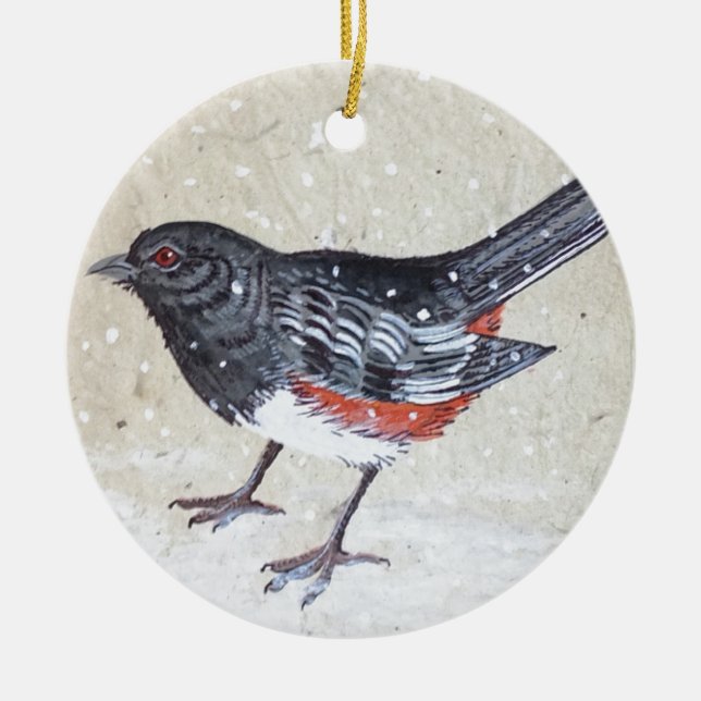 Rufus Sided Towhee Keramik Ornament (Vorne)