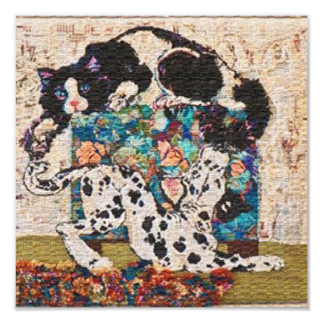 Rug Burn Chase Hund und Katze Fotodruck (Vorne)