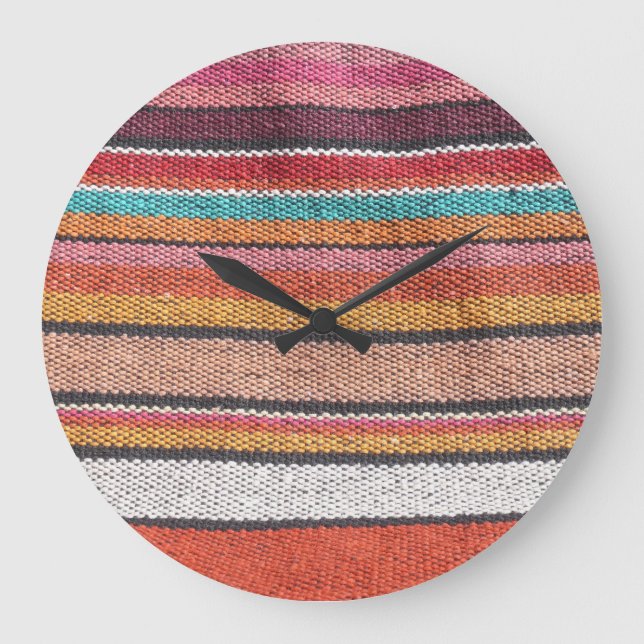Rug Richness: Mexican Peruvian Textures Große Wanduhr (Vorderseite)