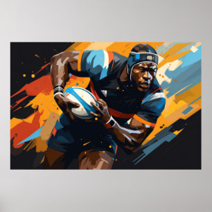 Rugby Action Sport Malerei Abstrakte Art Deco Poster