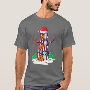 Rugby American Snowman Balls Weihnachts Pajama Ges T-Shirt