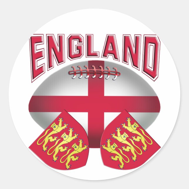 Rugby-Ball-Flagge in England Runder Aufkleber (Vorderseite)