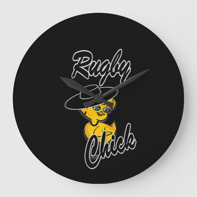 Rugby Chick #4 Große Wanduhr (Vorderseite)
