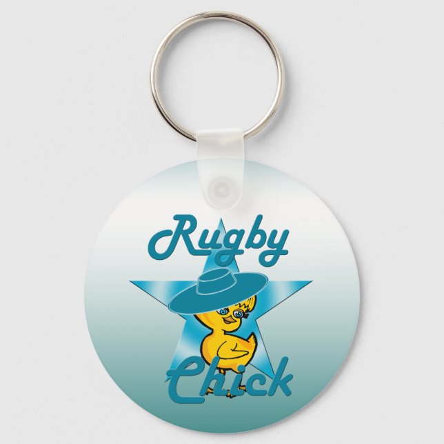 Rugby Chick #7 Schlüsselanhänger (Vorderseite)