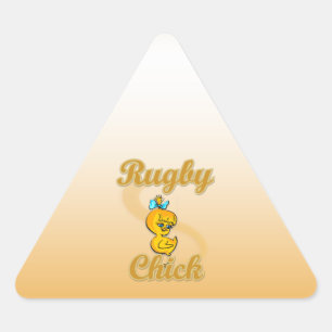 Rugby Chick Dreieckiger Aufkleber