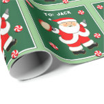 Rugby Christmas Gift Geschenkpapier<br><div class="desc">Rugby-Urlaub Geschenk Ideen mit lustigen Santa Rugby-Spieler. So personalisieren Sie Text bearbeiten, um Namen hinzuzufügen.</div>