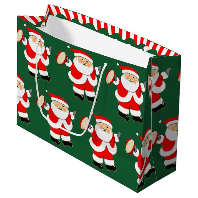 Rugby Christmas Holiday Große Geschenktüte (Vorderseite Schrägansicht)
