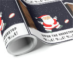 Rugby Christmas Wrapping Paper Geschenkpapier<br><div class="desc">Funny Rugby Weihnachts-Weihnachtsgeschenk mit Szene des Weihnachtsmannes auf der Dachterrasse,  die einen Rugby-Ball kickt.</div>