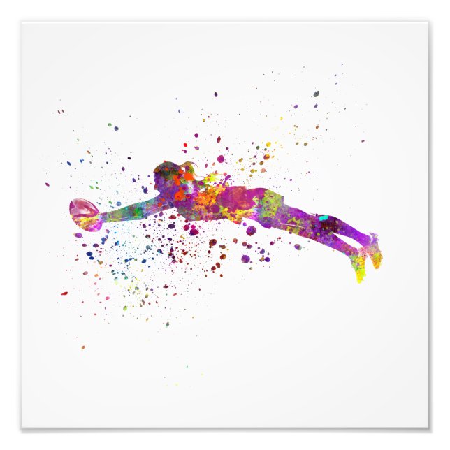 Rugby der Frauen in Aquarellfarben Fotodruck (Vorne)