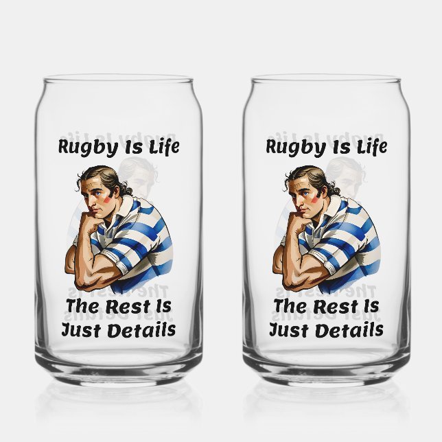 Rugby Est Vie Imprimée 16oz Lunettes de canne (Recto)