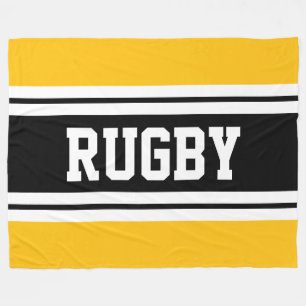RUGBY Fett Gelbe Schwarz-weiße Rennstreifen Fleecedecke