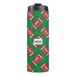Rugby / Football Pattern Custom Monogram Tumbler Thermosbecher