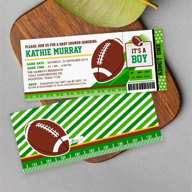 Rugby FootBall Ticket Pass Kinderdusche Einladung (Von Creator hochgeladen)