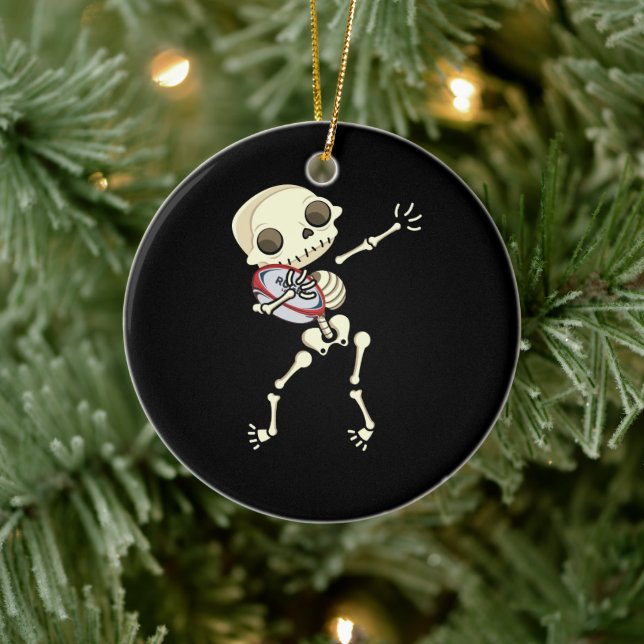 Rugby Funny Skeleton Keramik Ornament (Baum)