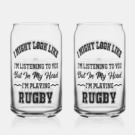 Rugby gedruckt 16oz Can Brillen spielen Dosenglas