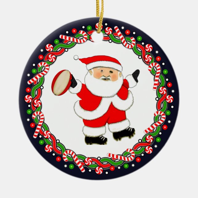 Rugby Holiday Gift Ceramic Ornament (Vorne)