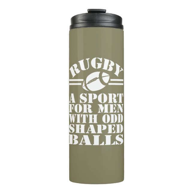 Rugby ist ein Sport für Männer mit seltsamen, gefo Thermosbecher (Vorderseite)