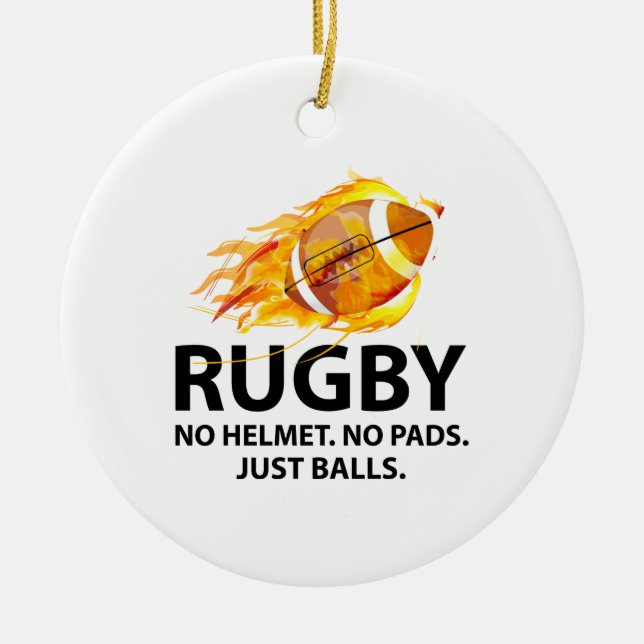 Rugby. Kein Helm. Keine Pads. Nur Balls. Keramikornament (Vorne)