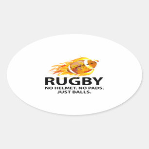 Rugby. Kein Sturzhelm. Keine Auflagen. Gerade Ovaler Aufkleber