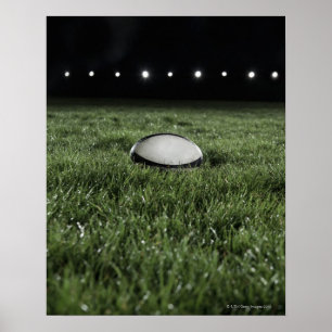 Rugby-Kugel auf dem Grasfeld eines Poster