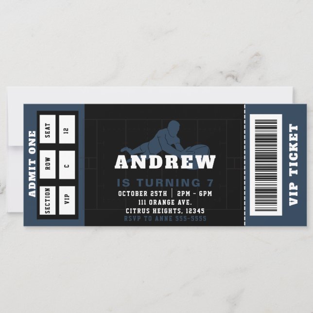 Rugby Liga Ticket Geburtstagsparty Einladung (Vorderseite)