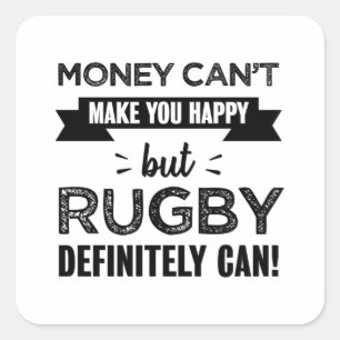 Rugby macht dich glücklich Funny Geschenk Quadratischer Aufkleber