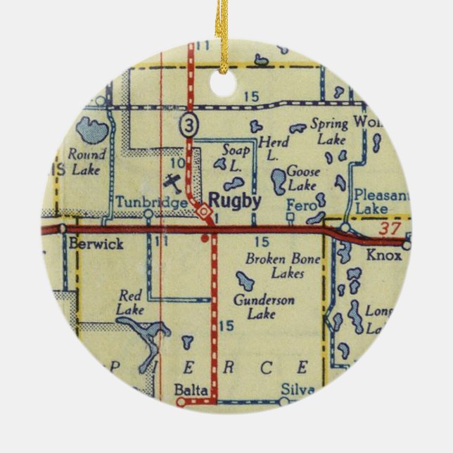 Rugby ND Map Keramik Ornament (Hinten)